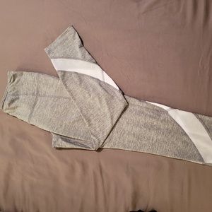 Grey and white capri legging with mesh detail